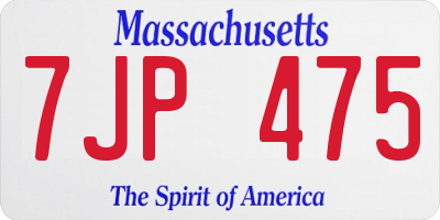 MA license plate 7JP475