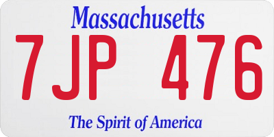 MA license plate 7JP476