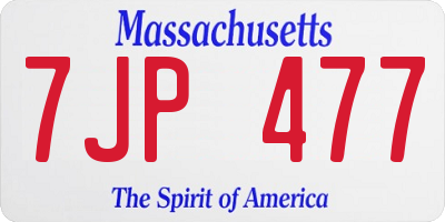 MA license plate 7JP477