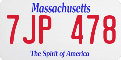 MA license plate 7JP478