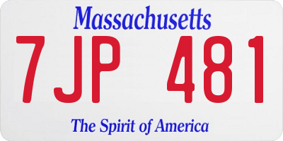 MA license plate 7JP481