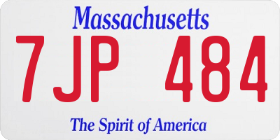 MA license plate 7JP484