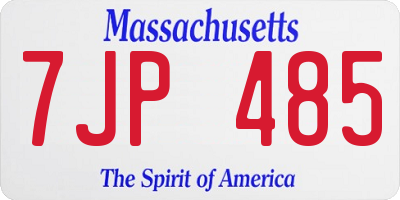 MA license plate 7JP485