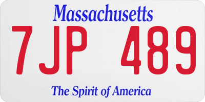 MA license plate 7JP489