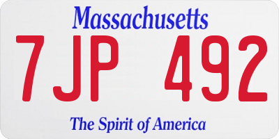 MA license plate 7JP492