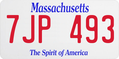 MA license plate 7JP493