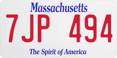 MA license plate 7JP494