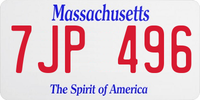 MA license plate 7JP496