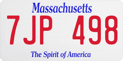 MA license plate 7JP498