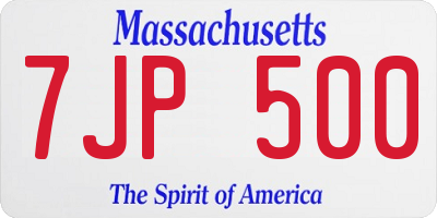 MA license plate 7JP500