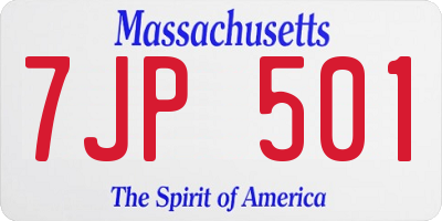 MA license plate 7JP501
