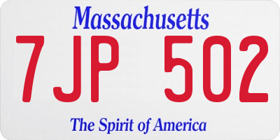 MA license plate 7JP502