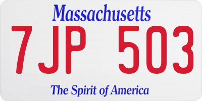 MA license plate 7JP503