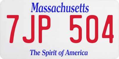 MA license plate 7JP504