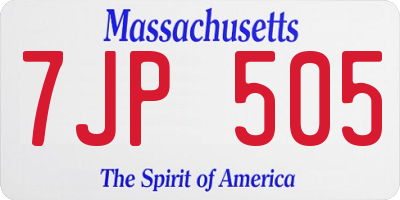 MA license plate 7JP505