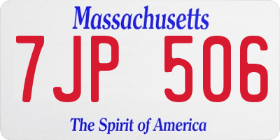 MA license plate 7JP506