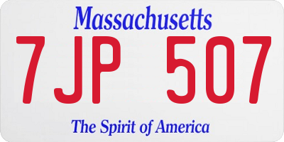 MA license plate 7JP507