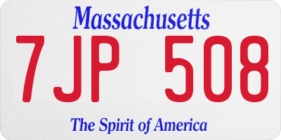 MA license plate 7JP508