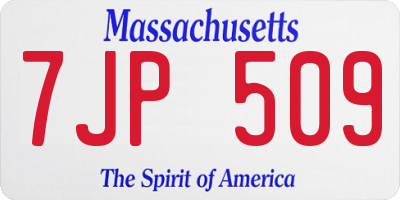 MA license plate 7JP509