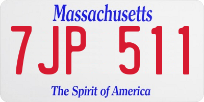 MA license plate 7JP511