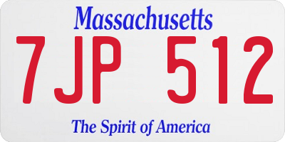 MA license plate 7JP512