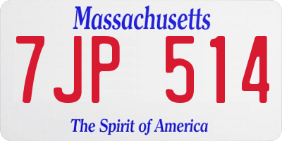 MA license plate 7JP514
