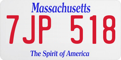 MA license plate 7JP518