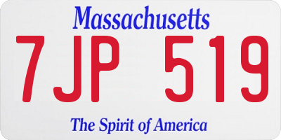 MA license plate 7JP519
