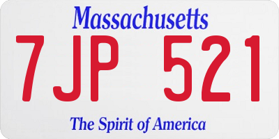 MA license plate 7JP521