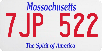MA license plate 7JP522