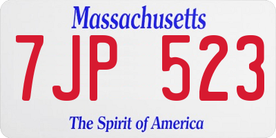 MA license plate 7JP523