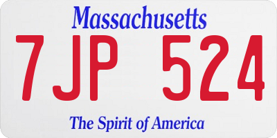 MA license plate 7JP524