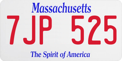 MA license plate 7JP525