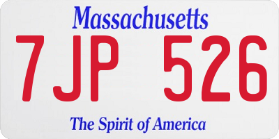 MA license plate 7JP526