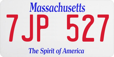 MA license plate 7JP527
