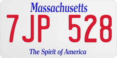 MA license plate 7JP528