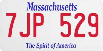 MA license plate 7JP529