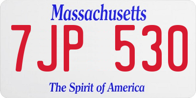 MA license plate 7JP530