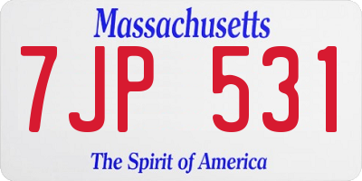 MA license plate 7JP531