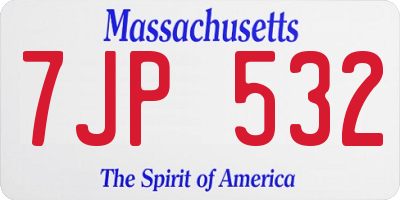 MA license plate 7JP532