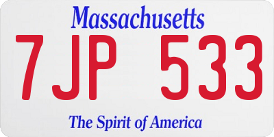 MA license plate 7JP533
