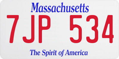 MA license plate 7JP534