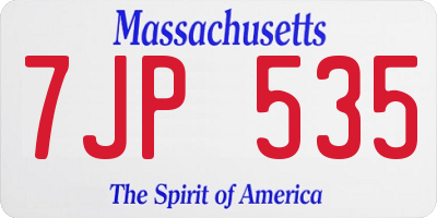 MA license plate 7JP535