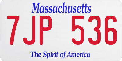MA license plate 7JP536