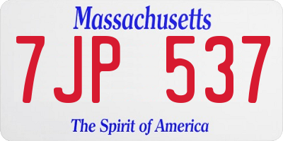 MA license plate 7JP537
