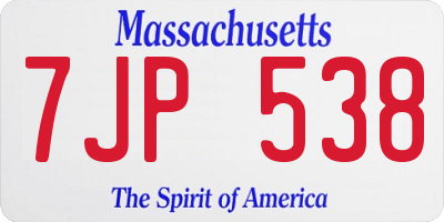 MA license plate 7JP538