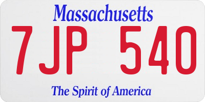 MA license plate 7JP540