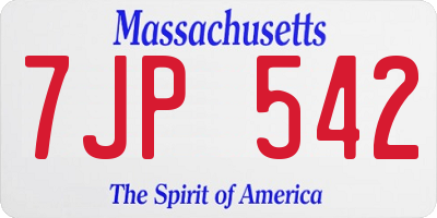MA license plate 7JP542