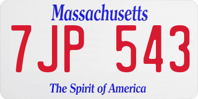 MA license plate 7JP543