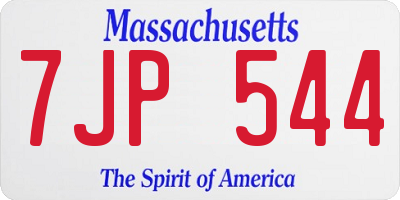 MA license plate 7JP544